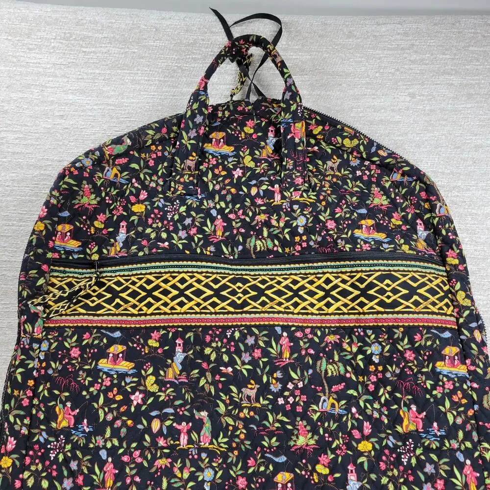 Vera Bradley Ming Garment Bag Black Quilted Floral Asian Travel Luggage Carry On